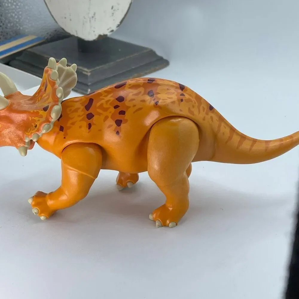 Playmobil orange Triceratops dinosaur figure. Posable. - Picture 2 of 6